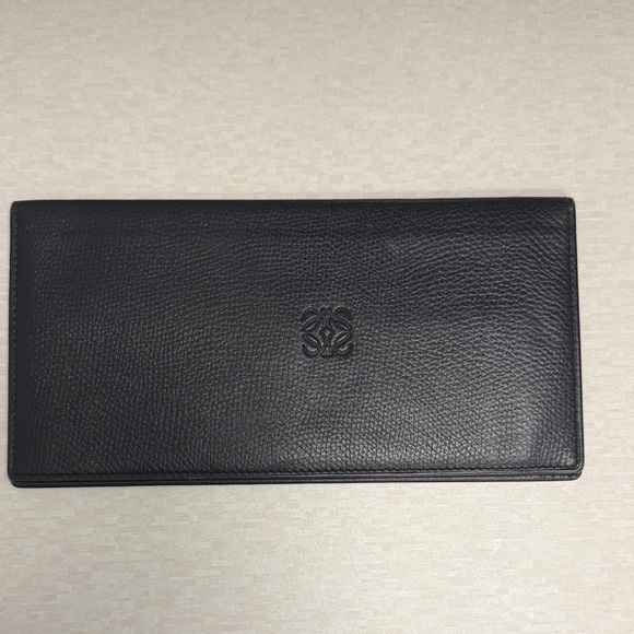 Vintage Loewe Long Black Leather Wallet